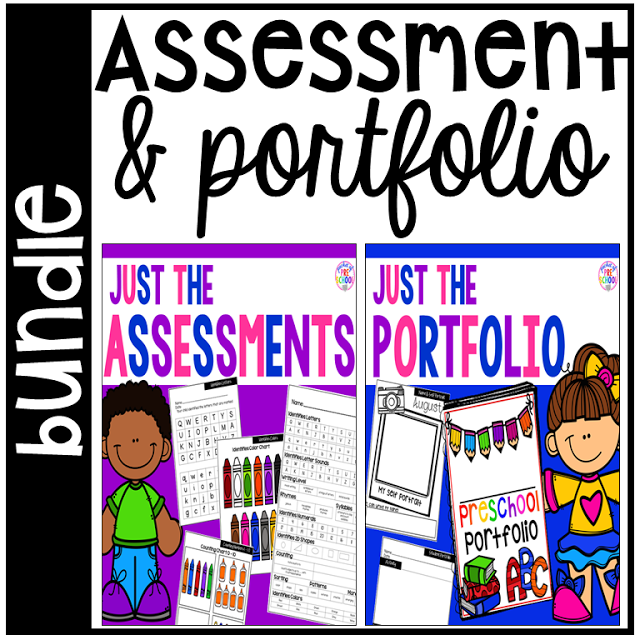 Assessments & Student Portfolios! Assessment pages, student pages, portfolio binders, teacher data pages (class and individual), progress reports, and tons of editable parts too for Preschool & Kindergarten Portfolio & Skills Assessments made EASY! 