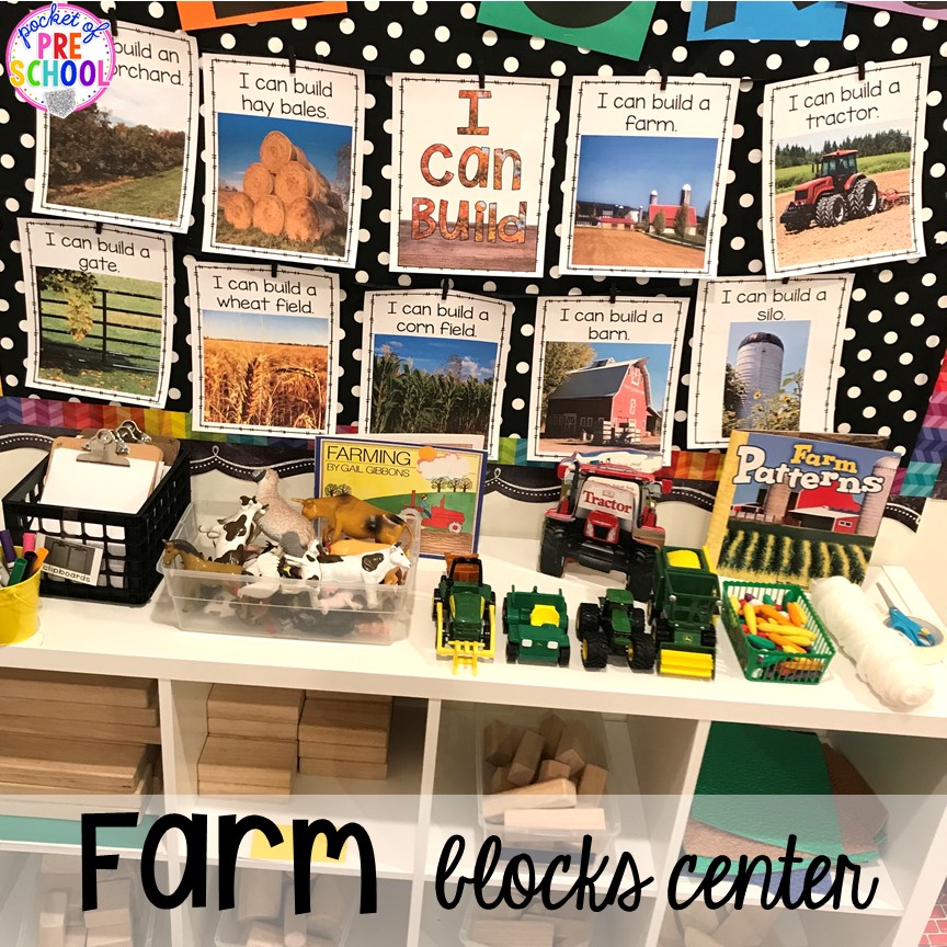 Farm blocks center inspiration more fun farm math & science activities for my preschool, prek, and kindergarten kiddos. #farmtheme #preschool