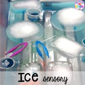 Ice sensory table! Sensory table ideas - sensory filler list, sensory tools list plus how to make it meaningful play in your preschool, pre-k, or kindergarten classroom.