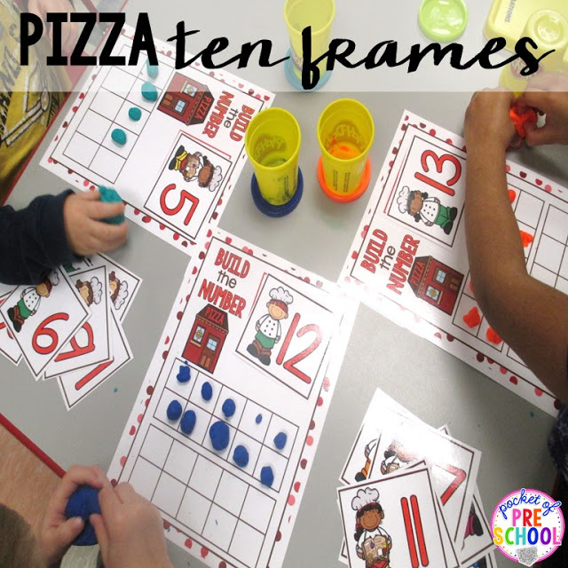 Pizza ten frames perfect for a pizza theme in a preschool, pre-k, and kindergarten classroom.