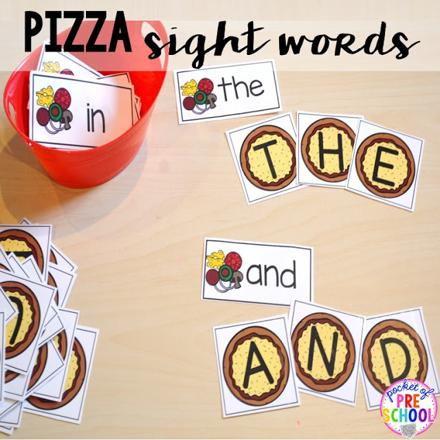 Pizza sight words perfect for a pizza theme in a preschool, pre-k, and kindergarten classroom.