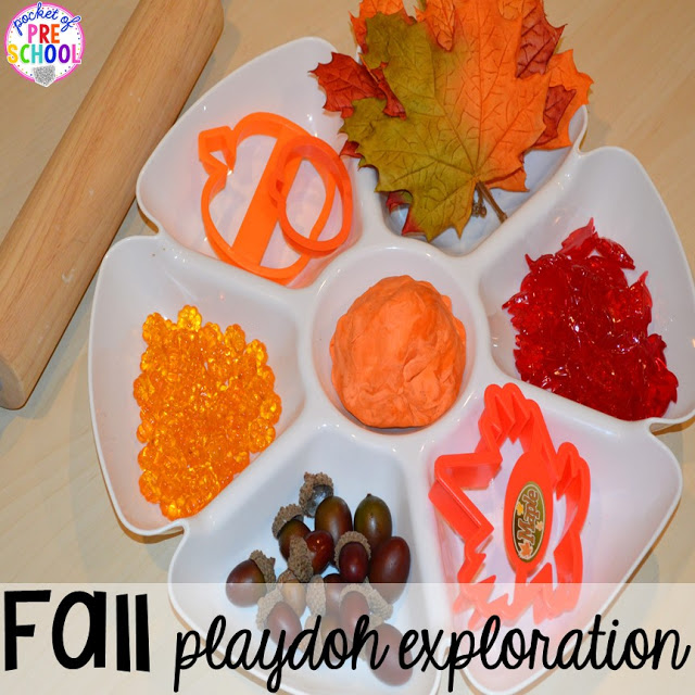 Fall math, literacy, fine motor, art, sensory, and dramatic play activities for your preschool, pre-k, and kindergarten classroom.