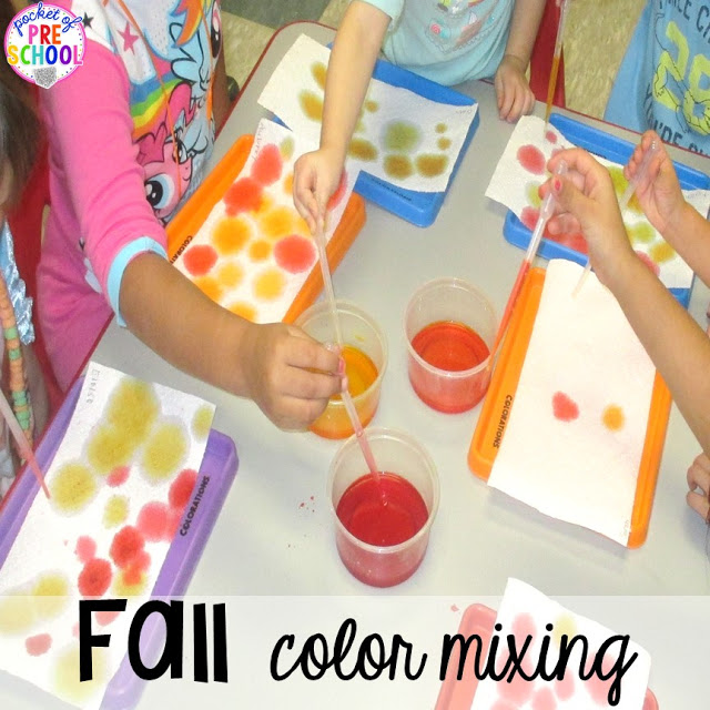 Fall math, literacy, fine motor, art, sensory, science, and dramatic play activities for your preschool, pre-k, and kindergarten classroom.