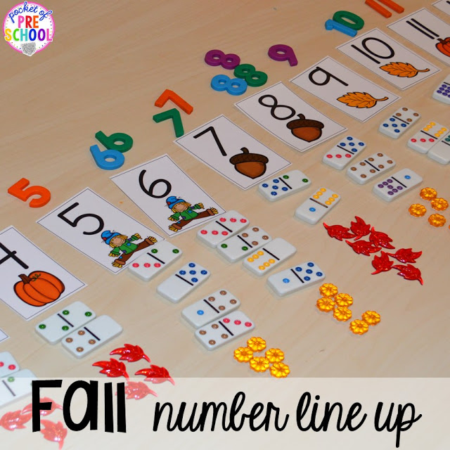 Fall math, literacy, fine motor, art, sensory, and dramatic play activities for your preschool, pre-k, and kindergarten classroom.