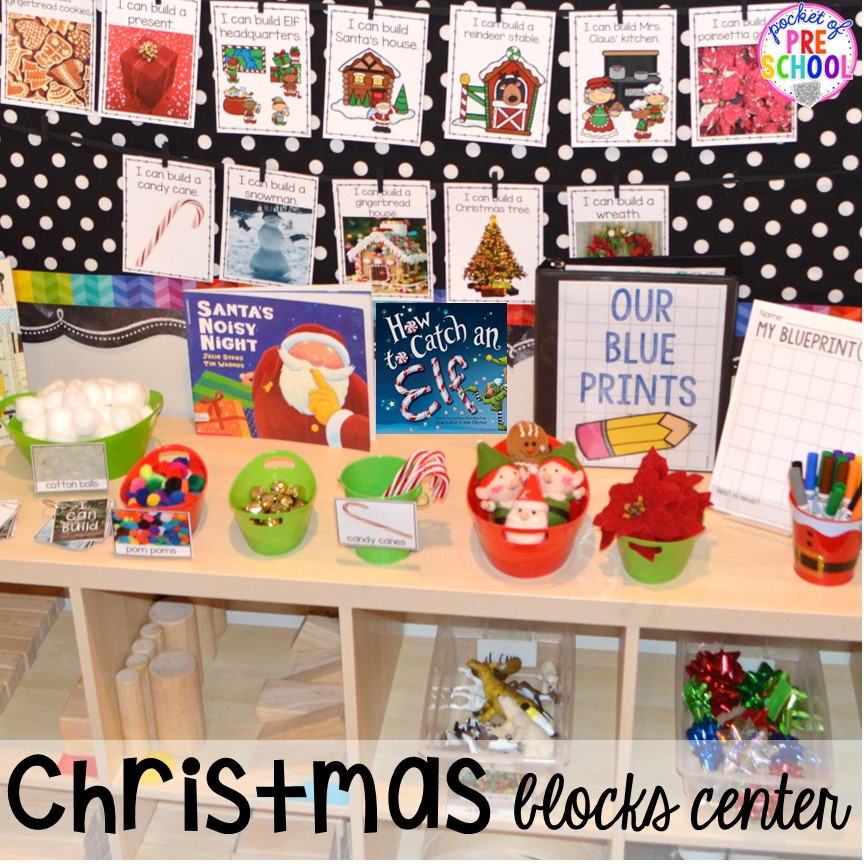 Christmas Blocks Center! My go to Christmas themed math, writing, fine motor, sensory, reading, and science activities for preschool and kindergarten.