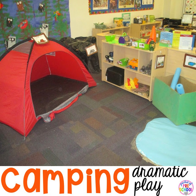 Camping themed centers and activities for preschool, pre-k, and kindergarten students. Fun to do in the fall or spring!