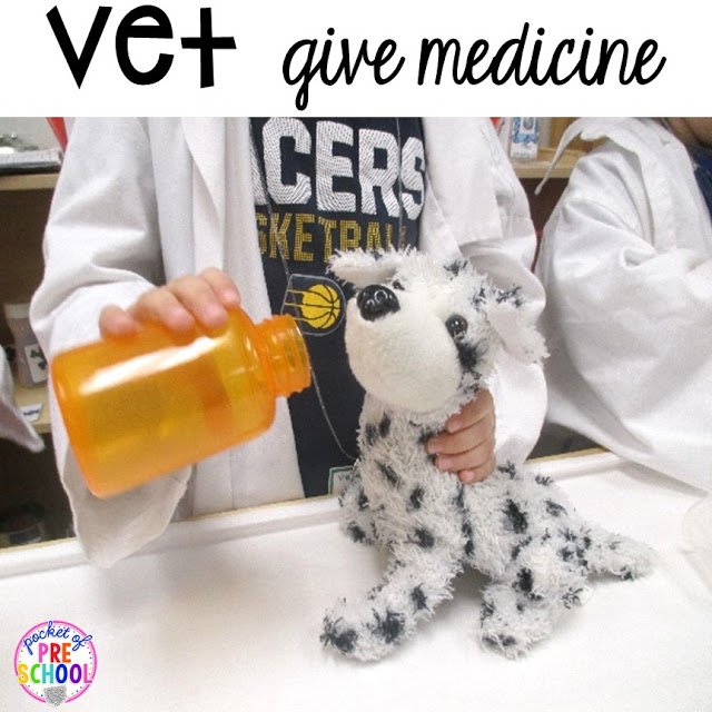 Vet Pet Hospital Dramatic Play for preschool, pre-k, and kindergarten. Tips, tricks, and fun ideas for your classroom.