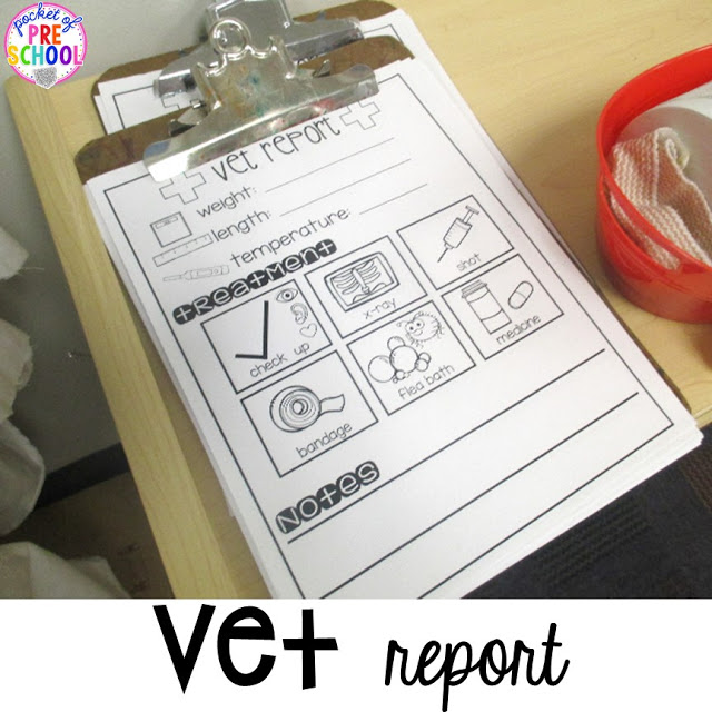 Vet Pet Hospital Dramatic Play for preschool, pre-k, and kindergarten. Tips, tricks, and fun ideas for your classroom.