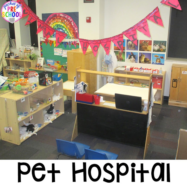 Vet Pet Hospital Dramatic Play for preschool, pre-k, and kindergarten. Tips, tricks, and fun ideas for your classroom.