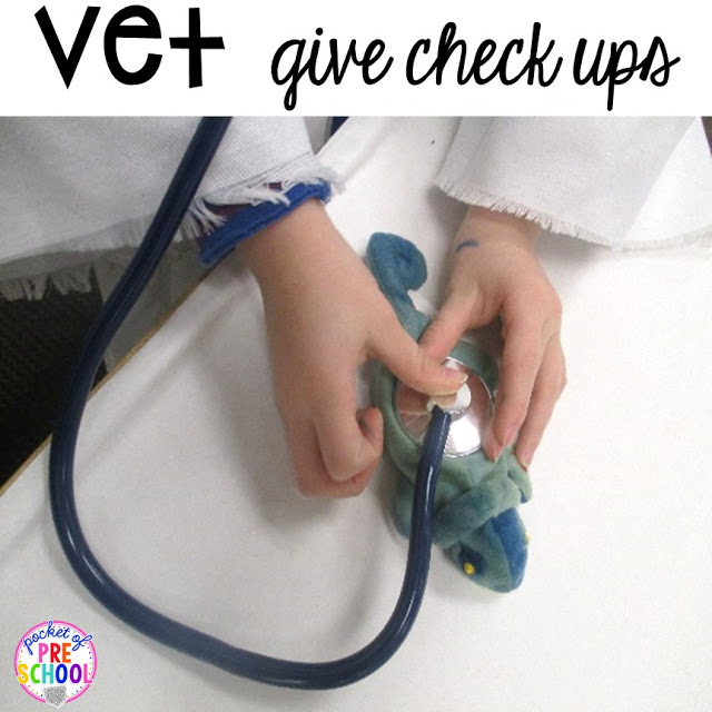 Vet Pet Hospital Dramatic Play for preschool, pre-k, and kindergarten. Tips, tricks, and fun ideas for your classroom.