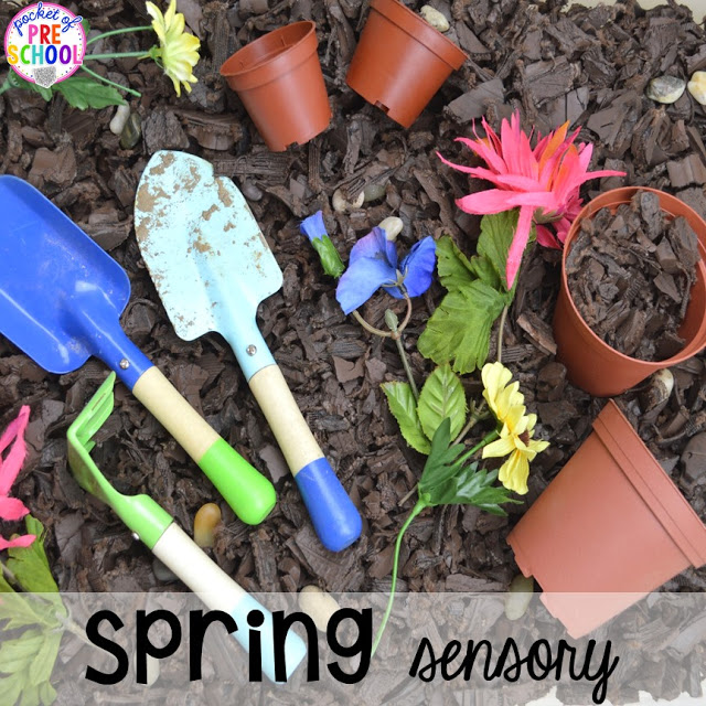 Planting sensory table. Prefect for a spring theme in preschool, pre-k, and kindergarten.