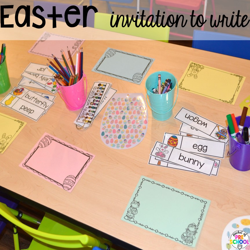 Easter Invitation to Write! The perfect Easter writing activity for preschool, pre-k, and kindergarten students to explore writing and literacy.