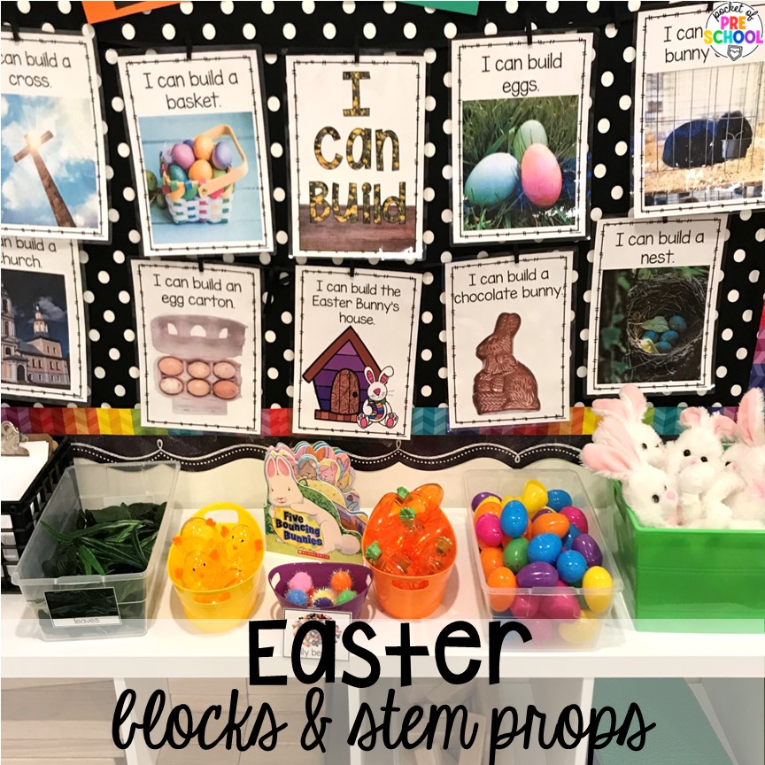 Easter Blocks and STEM Props! Easter-themed activities and centers preschool, pre-k, and kindergarten students will love.