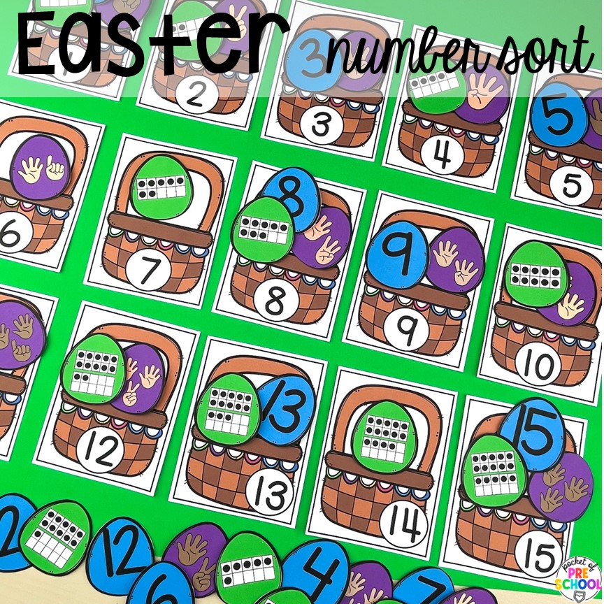 Easter Number Sort! Easter-themed activities and centers preschool, pre-k, and kindergarten students will love.