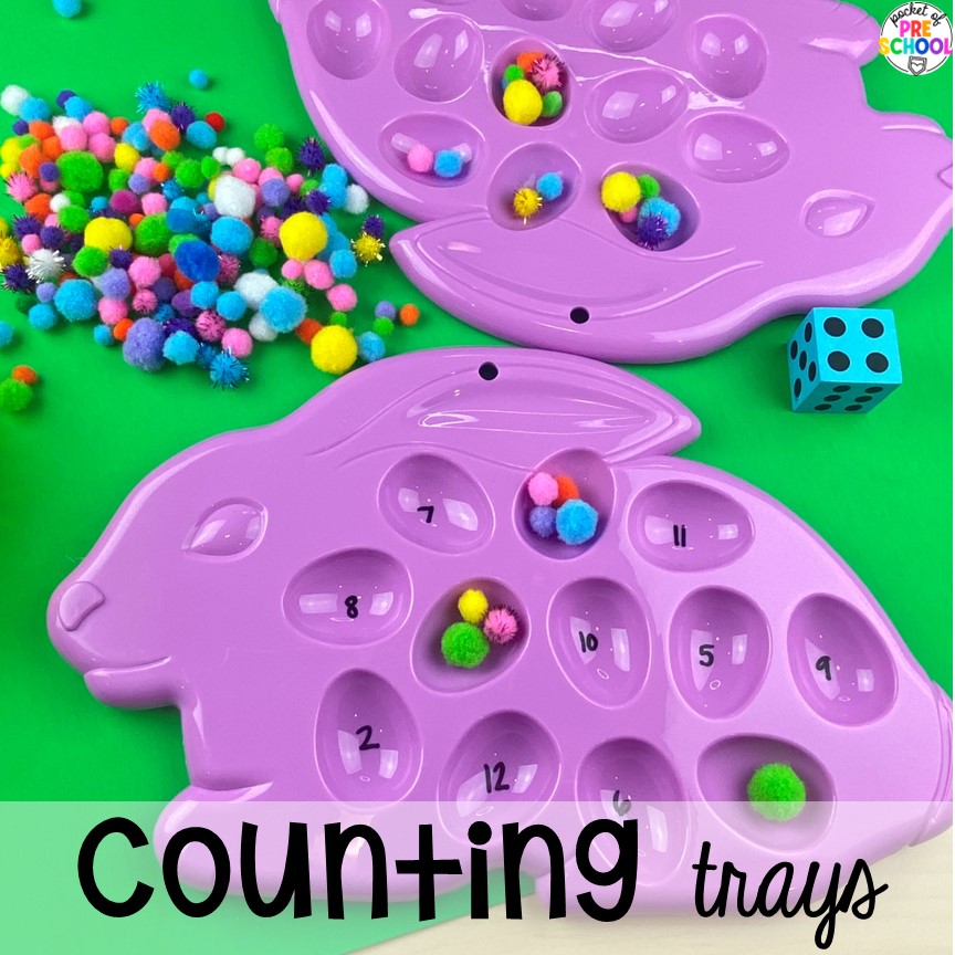 Easter Counting Trays! Perfect for an Easter or spring theme in a preschool, pre-k, or kindergarten classroom.