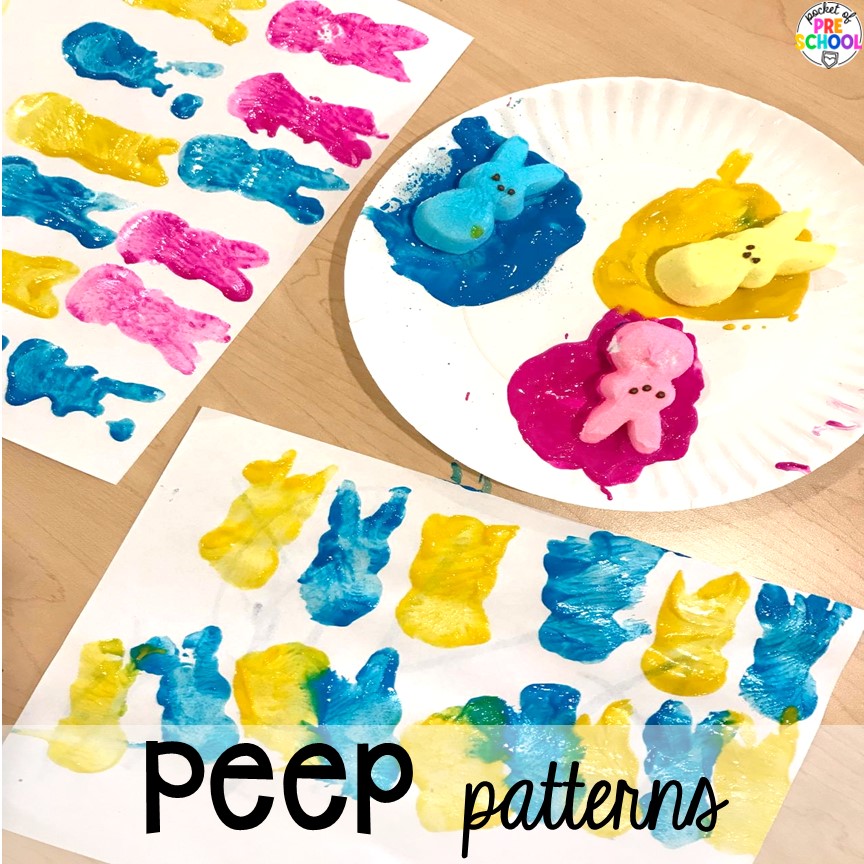 Peep Patterns! Easter-themed activities and centers preschool, pre-k, and kindergarten students will love.