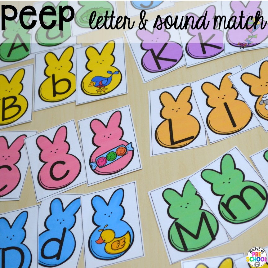 Peep Letter and Sound Match! Perfect for an Easter or spring theme in a preschool, pre-k, or kindergarten classroom.