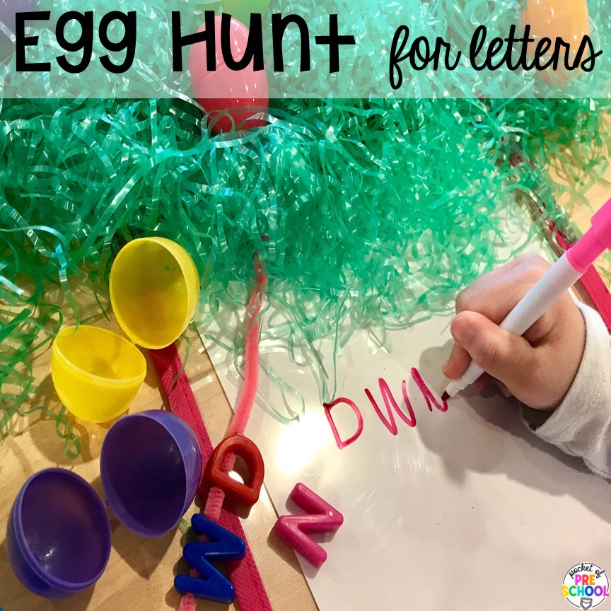 Egg Hunt for Letters! The perfect Easter-themed activity for preschool, pre-k, or kindergarten students.