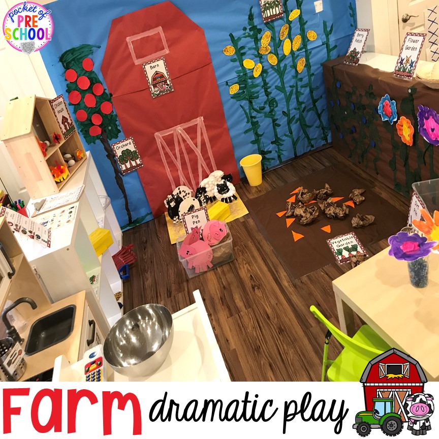 Farm Dramatic Play! Perfect for an Easter or spring theme in a preschool, pre-k, or kindergarten classroom.