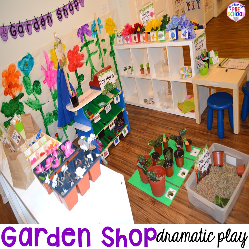 Garden Shop Dramatic Play! Perfect for an Easter or spring theme in a preschool, pre-k, or kindergarten classroom.