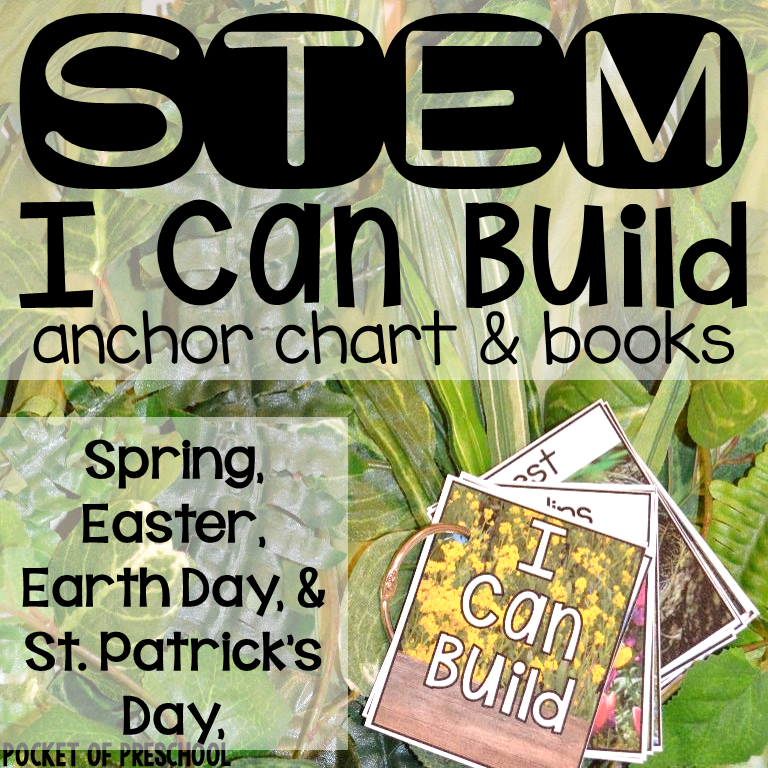 Stem I Can Build for spring, Easter, Earth Day, and St. Patrick's Day for preschool, pre-k, and kindergarten students.