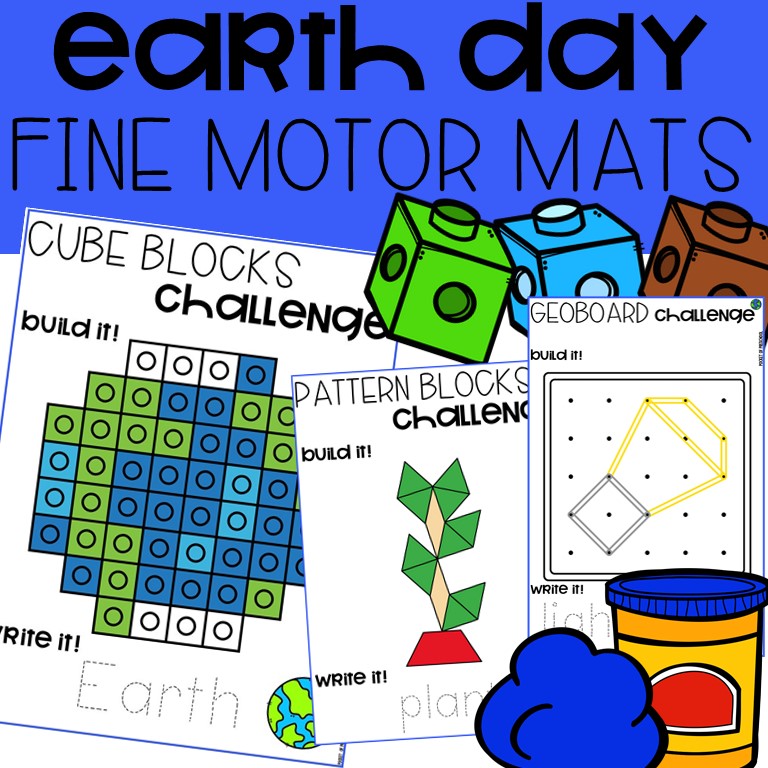 Earth Day Fine Motor Mats for preschool. pre-k, and kindergarten students.