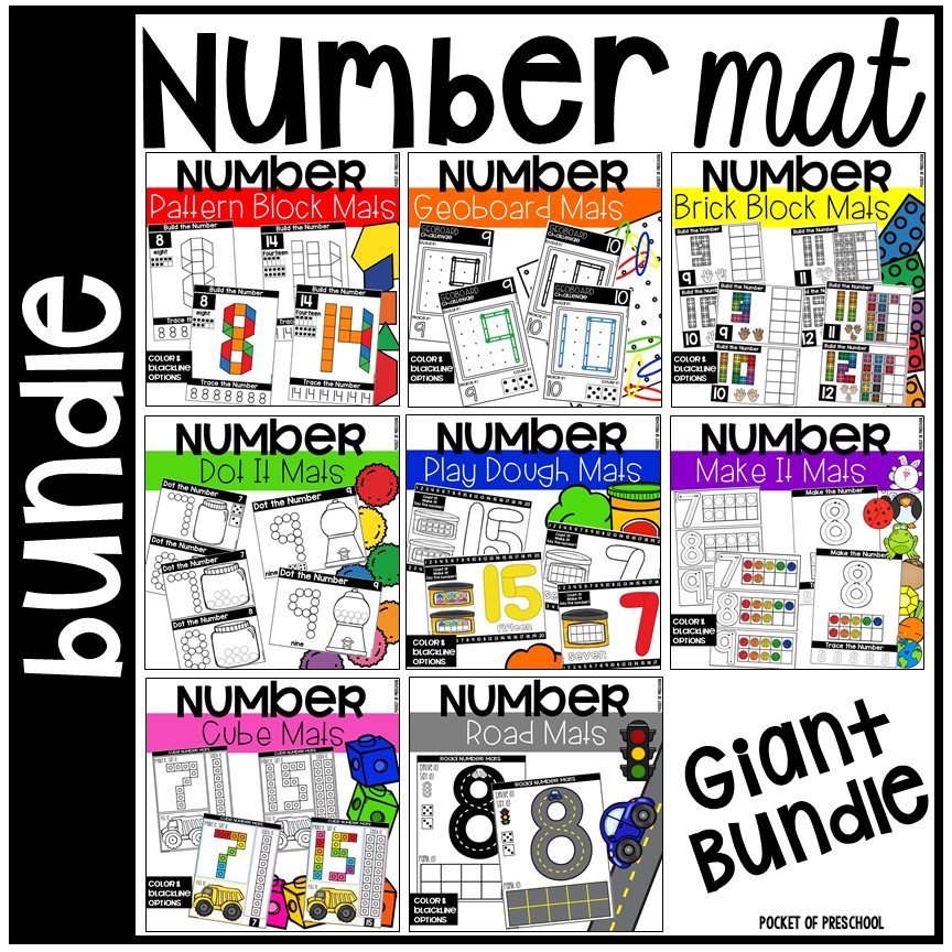 NUmber Mat Bundle to make learning one to one corespondence and how to write numbers FUN!