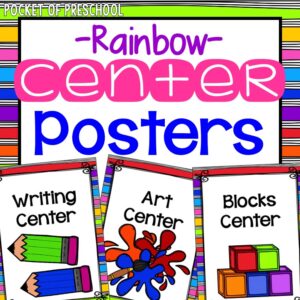 Center posters for preschool, prek, and kindergarten.