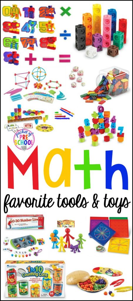 Favorite Math Toys and Tools for little learners (preschool, pre-k, and kindergarten)! Great for the classroom or home.