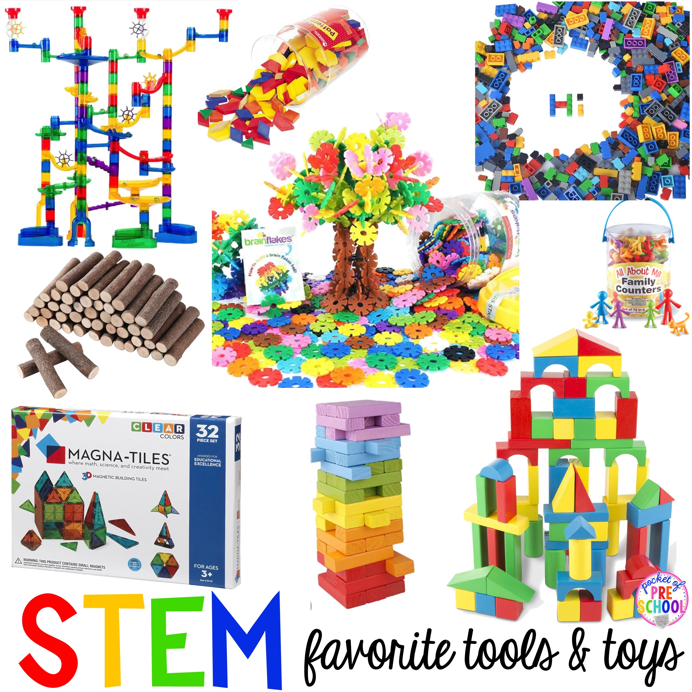 My favorite STEM tools and toys for preschool, pre-k, and kindergarten. Perfect to use in the classroom or at home with your little learner.