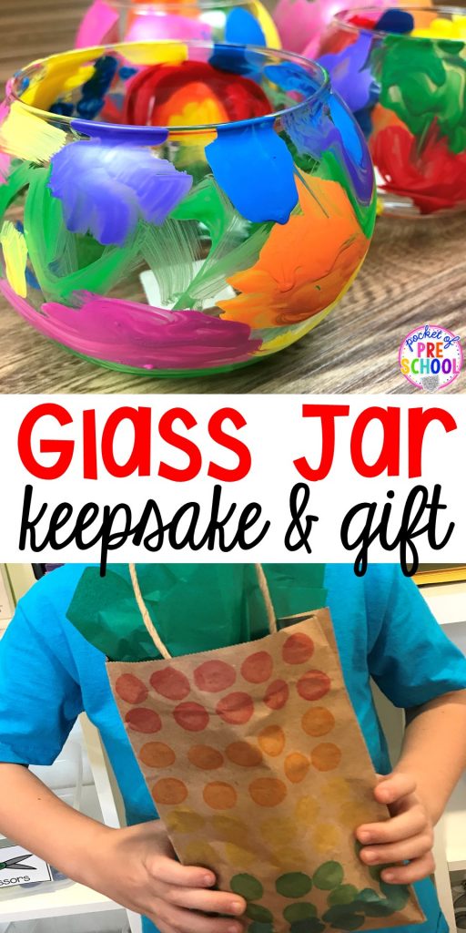 Christmas DIY Gift Painted Glass Jars (by kids)! Easy parent gift made by kids! A keepsake you can make in the classroom with your students can make for Christmas, Mother's Day, or Grandparent's Day.