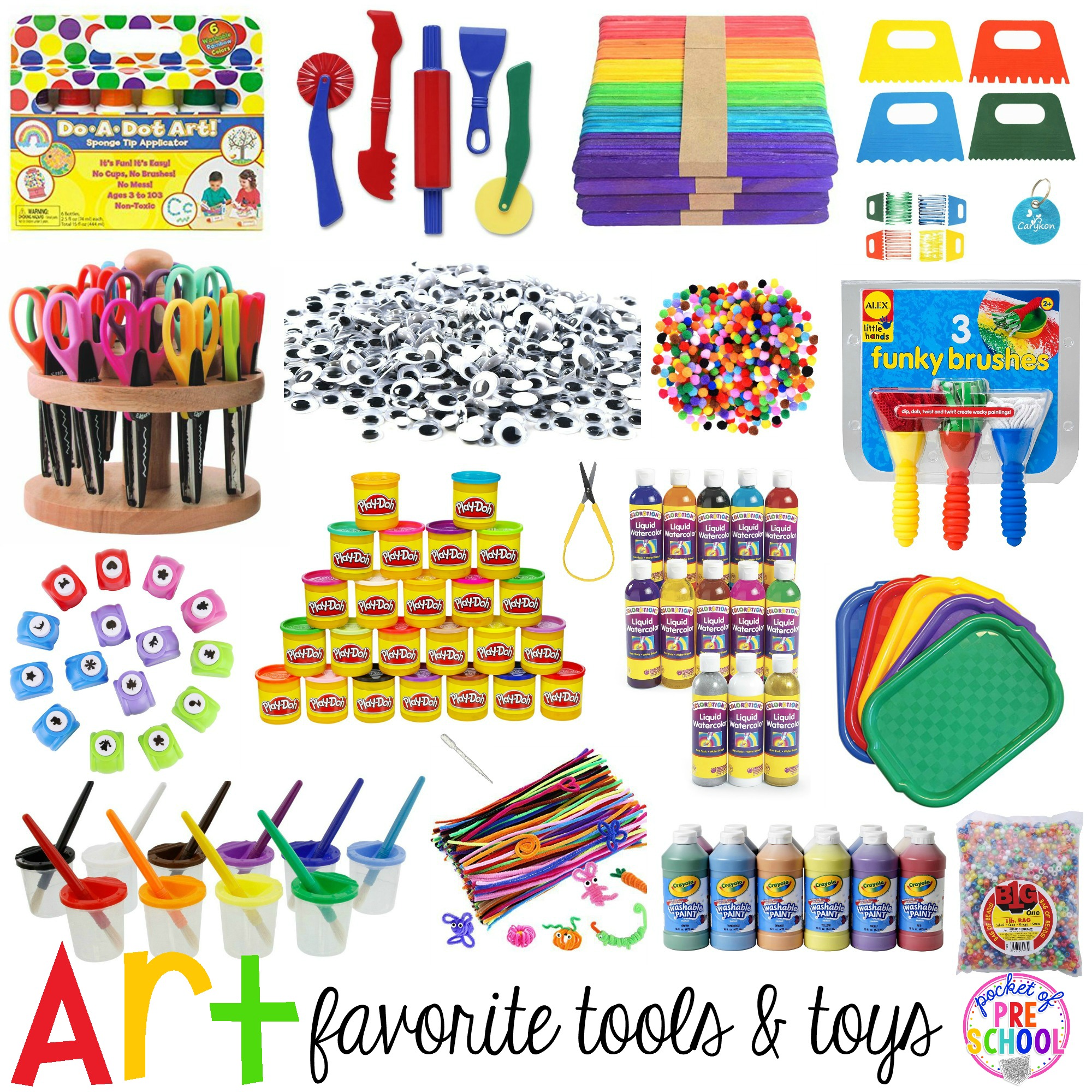 The biggest list of Art Center tools and toys for preschool, pre-k, and kindergarten! Make the art center an amazing place for your students!