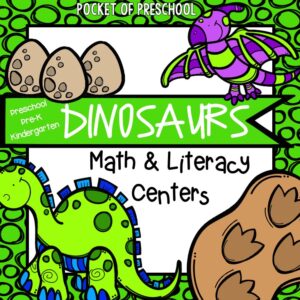 Dinosaur Math & Literacy Centers for preschool, pre-k, and kindergarten