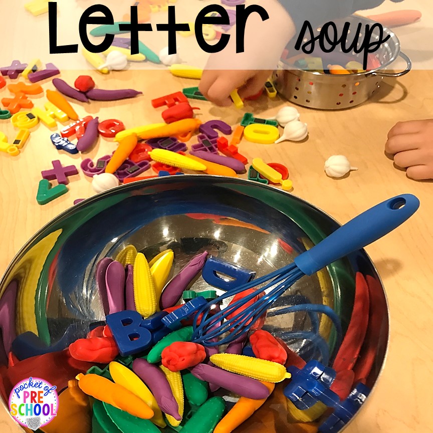 Letter soup letter game! Community Helper themed activities and centers for preschool, pre-k, and kindergarten. 