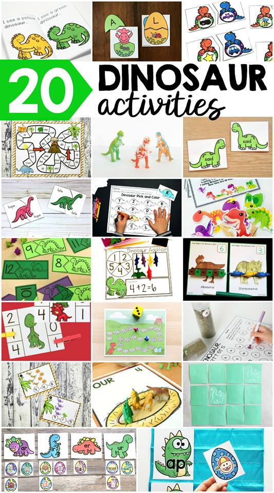 Dinosaur themed activities for little learners (preschool, pre-k, & kindergarten). Can't wait to use these for my dinosaur theme.