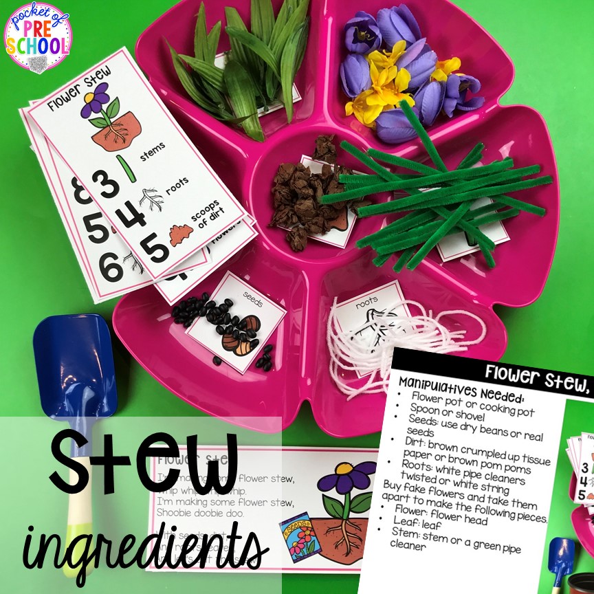 Where to find Counting Stews ingredients! A hands on counting game perfect for preschool, pre-k, and kindergarten. How to create them, how to implement them, and what students are learning.