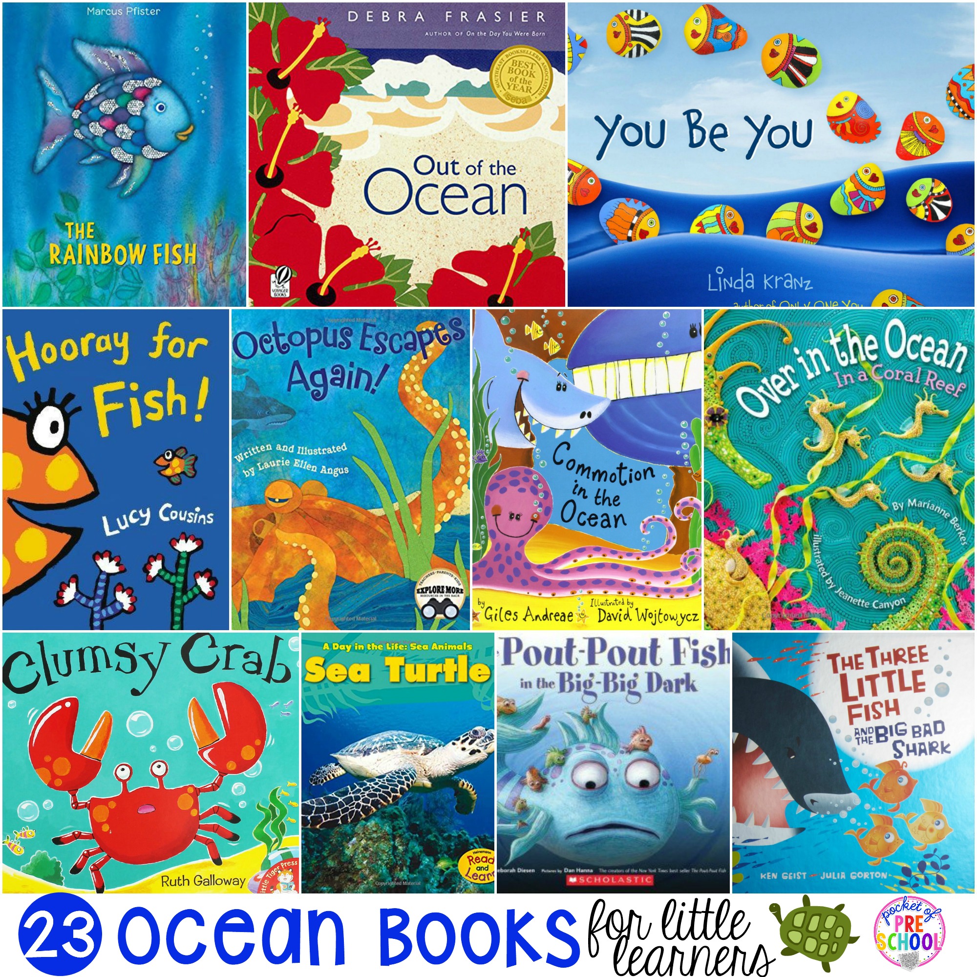 HUGE ocean book list my preschool & pre-k students love and we love reading at circle time. #oceanbooks #preschool #prek #oceantheme