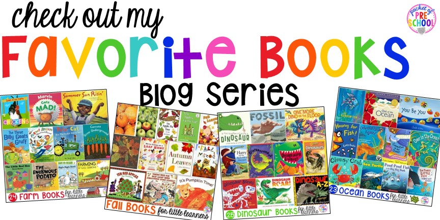 My favorite books for early childhood blog series! Over 35 book lists (and growing) by theme for preschool, pre-k, and kinder.