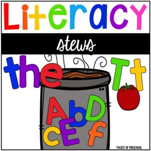Literacy Stews a fun letter, sound, sight word, and name game for preschool, pre-k, and kindergarten.