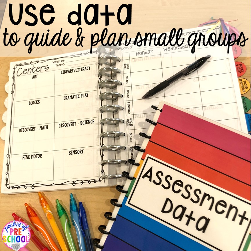  Use data to plan Small group ideas, tip,s and tricks for preschool, pre-k, and kindergarten FREE printable list! #smallgroup #preschool #prek #lessonplans