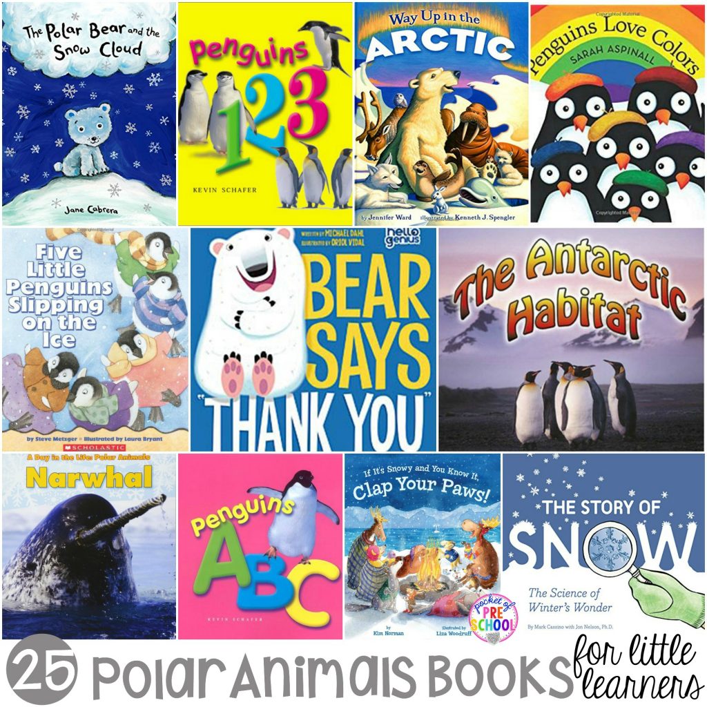 Giant polar animal book list for little learners (preschool, pre-k, and kindergarten) #polaranimaltheme #booklist #preschool