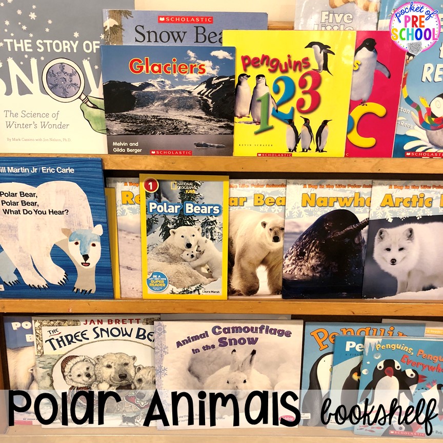 Polar Animal books! Polar animal themed activities and centers for preschool, pre-k, and kindergarten. #polaranimals #polaranimaltheme #preschool #prek