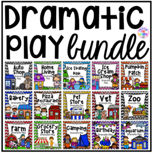 Dramatic Play Bundle for preschool, pre-k, and kindergarten with 22 different pretend play sets! #dramaticplay #pretendplay #preschool