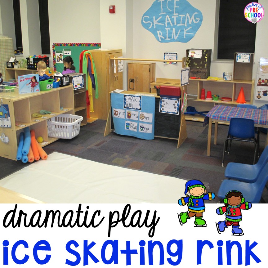 Ice Rink dramatic play for preschool, pre-k, and kindergarten.