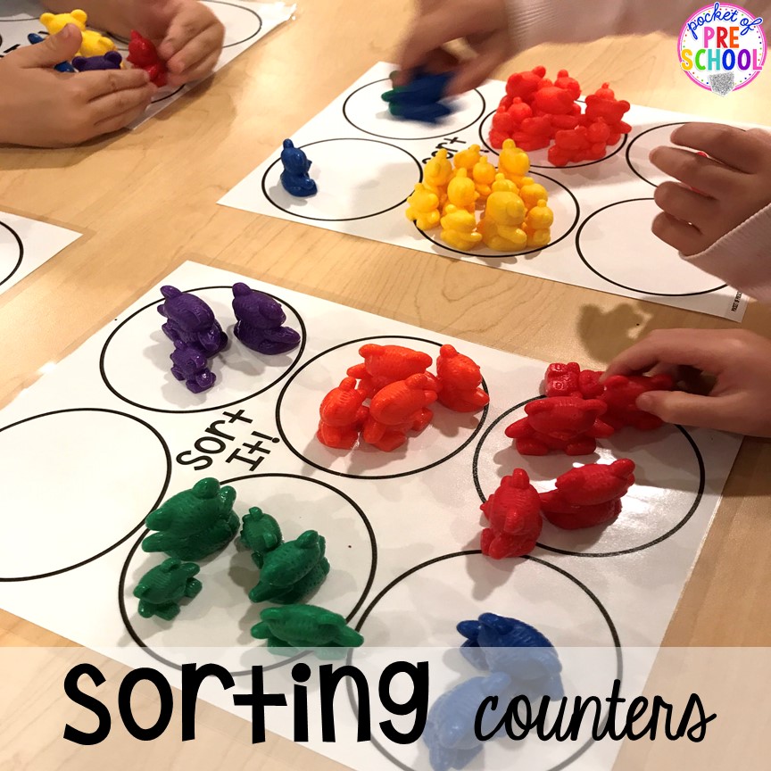 Bear or counter sort for back to school! Made for preschool, pre-k, and kindergarten. #schooltheme #schoolactivities #preschool #prek #backtoschool #kindergarten