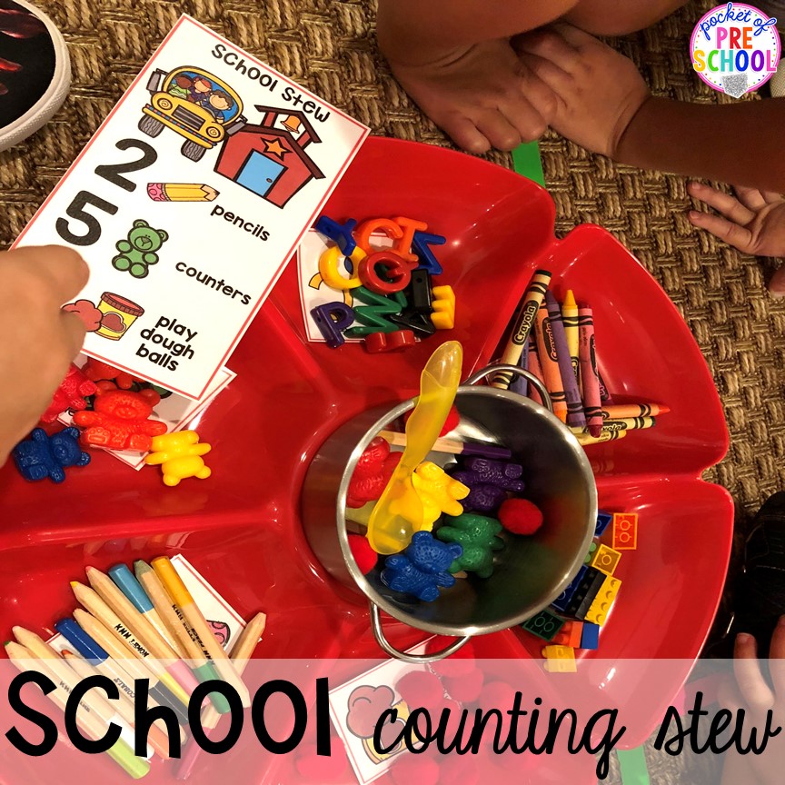 School counting school is a fun counting game for back to school! Designed for preschool, pre-k, and kindergarten.