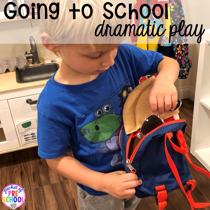 Add backpacks to home living for back to school! Made for preschool, pre-k, and kindergarten. #schooltheme #schoolactivities #preschool #prek #backtoschool #kindergarten