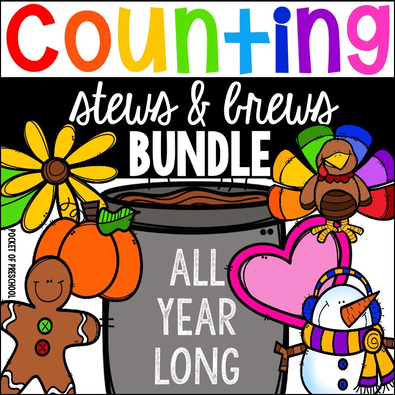 Themed Counting Stews - a fun hands on counting game for prschool, pre-k, and kindergarten. 