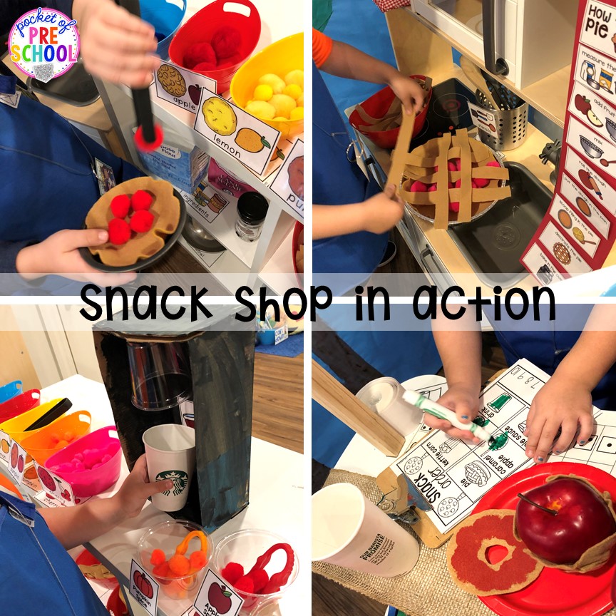 Apple Orchard (learning through play) - How to change pretend into an Apple Orchard for preschool, pre-k, and kindergarten. #appleorchard #dramaticplay #pretendplay #preshool #prek #fall