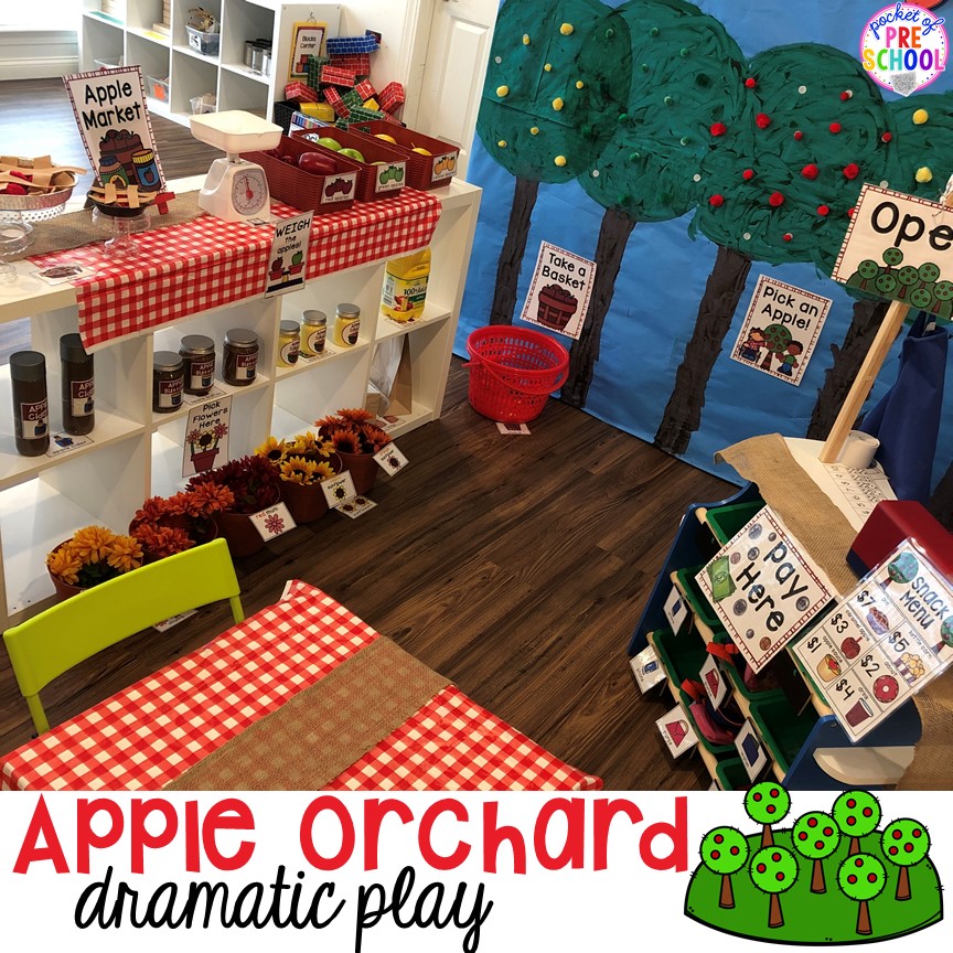 Apple Orchard Dramatic Play - learn and explore math, language, and science through PLAY! 